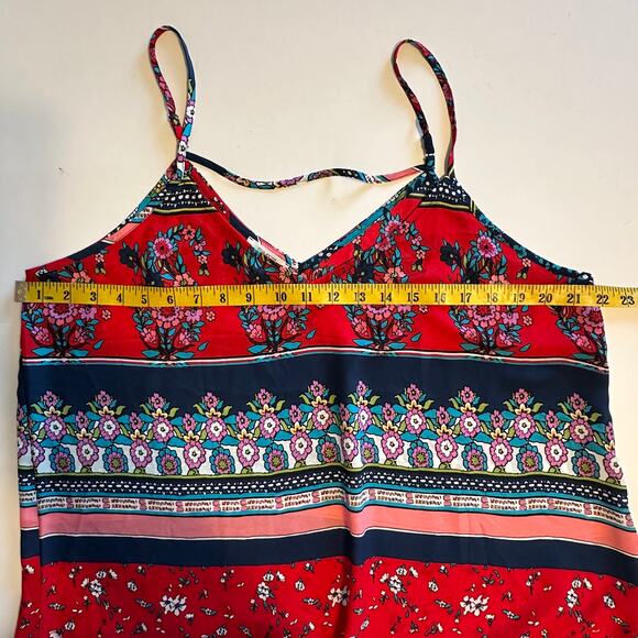Maurices Patterned V-neck Tank Womens XL Red Mixed Print Floral Boho Shell Top - Picture 8 of 9